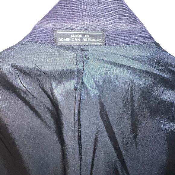 David Taylor men’s size 46L navy blue two gold button front lined padded Blazer - Picture 11 of 15